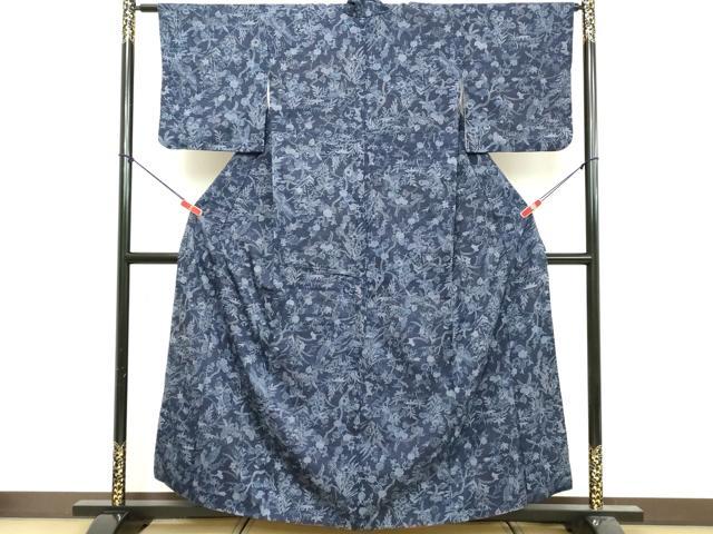 平和屋着物■上質な小紋　紬地　花鳥文　正絹　逸品　DABF9706cd