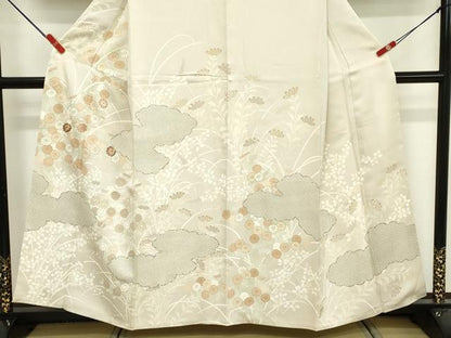 平和屋着物■訪問着　刺繍　雲取り草花文　金彩　そごう百貨店扱い　正絹　逸品　DABF9708cd