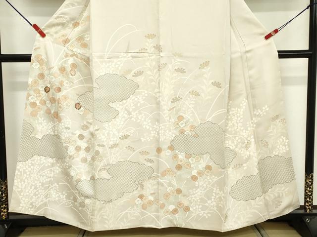 平和屋着物■訪問着　刺繍　雲取り草花文　金彩　そごう百貨店扱い　正絹　逸品　DABF9708cd