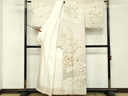 平和屋着物■訪問着　刺繍　雲取り草花文　金彩　そごう百貨店扱い　正絹　逸品　DABF9708cd