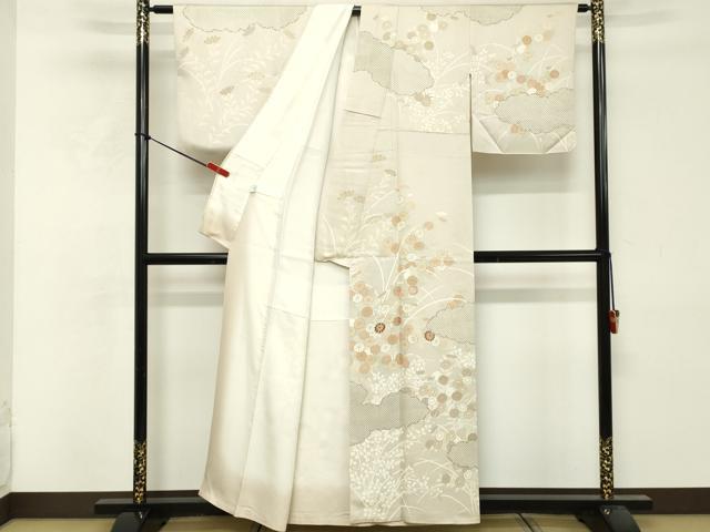 平和屋着物■訪問着　刺繍　雲取り草花文　金彩　そごう百貨店扱い　正絹　逸品　DABF9708cd