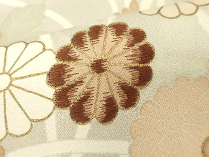平和屋着物■訪問着　刺繍　雲取り草花文　金彩　そごう百貨店扱い　正絹　逸品　DABF9708cd