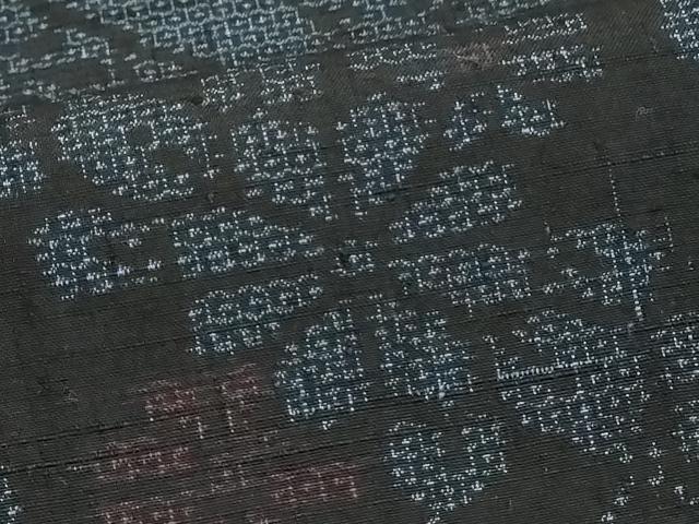 平和屋着物■結城紬　80亀甲　切嵌花文　正絹　逸品　DABF9714cd