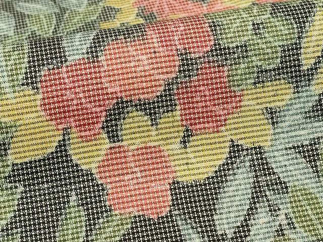 平和屋着物■上質な紬　草花文　正絹　逸品　DABF9718cd