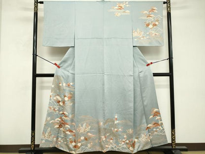 平和屋着物■訪問着　刺繍　枝花文　金彩　正絹　逸品　DABF9728cd
