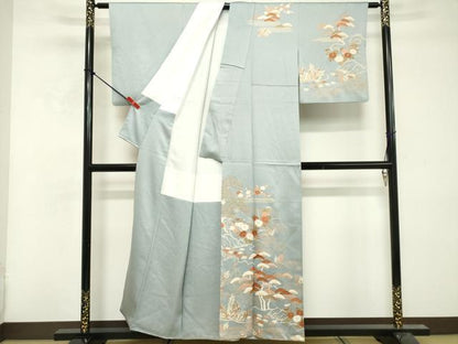 平和屋着物■訪問着　刺繍　枝花文　金彩　正絹　逸品　DABF9728cd