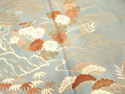 平和屋着物■訪問着　刺繍　枝花文　金彩　正絹　逸品　DABF9728cd