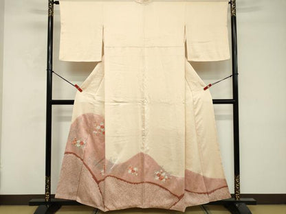 平和屋着物■色留訪問着　総刺繍　絞り　草花文　金銀彩　正絹　逸品　DABF9729cd