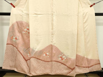 平和屋着物■色留訪問着　総刺繍　絞り　草花文　金銀彩　正絹　逸品　DABF9729cd