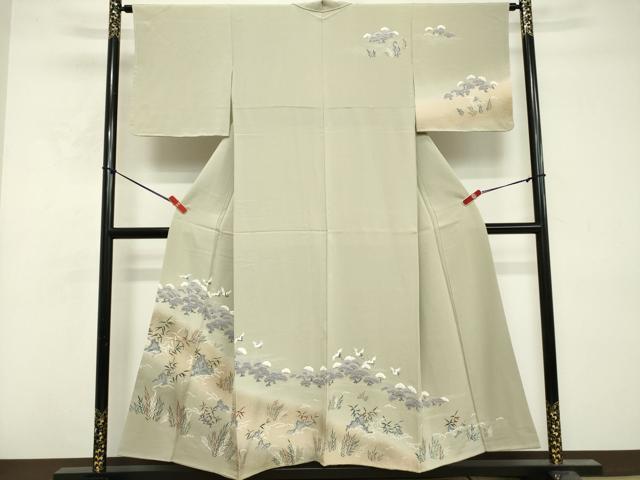 平和屋着物■訪問着　飛鶴松文　暈し染め　金彩　正絹　逸品　未使用　DABF9730cd