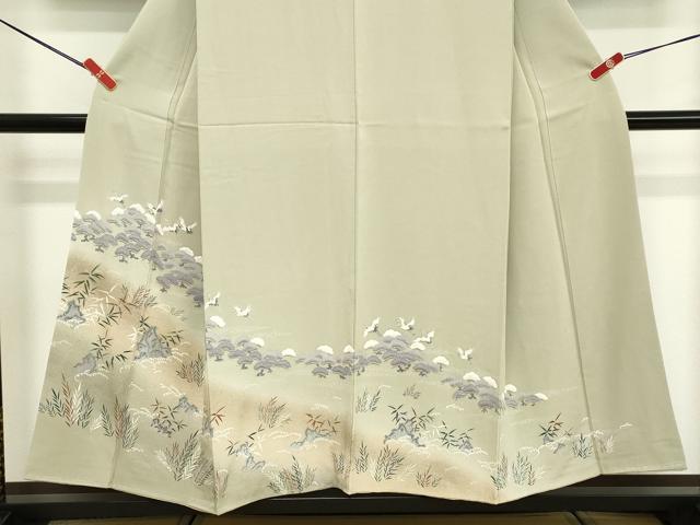 平和屋着物■訪問着　飛鶴松文　暈し染め　金彩　正絹　逸品　未使用　DABF9730cd