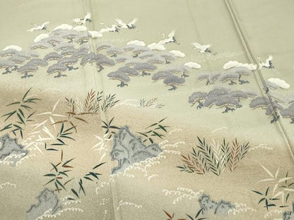 平和屋着物■訪問着　飛鶴松文　暈し染め　金彩　正絹　逸品　未使用　DABF9730cd