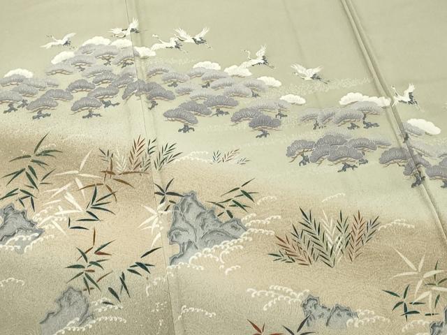 平和屋着物■訪問着　飛鶴松文　暈し染め　金彩　正絹　逸品　未使用　DABF9730cd
