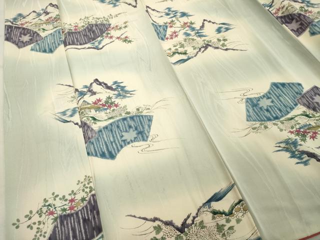 平和屋着物■上質な小紋　手描き　地紙風景文　暈し染め　正絹　逸品　DABF9731cd
