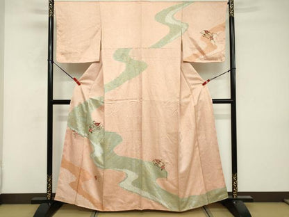 平和屋着物■訪問着　総刺繍　絞り　地紙花文　金彩　正絹　逸品　DABF9732cd