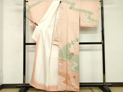 平和屋着物■訪問着　総刺繍　絞り　地紙花文　金彩　正絹　逸品　DABF9732cd