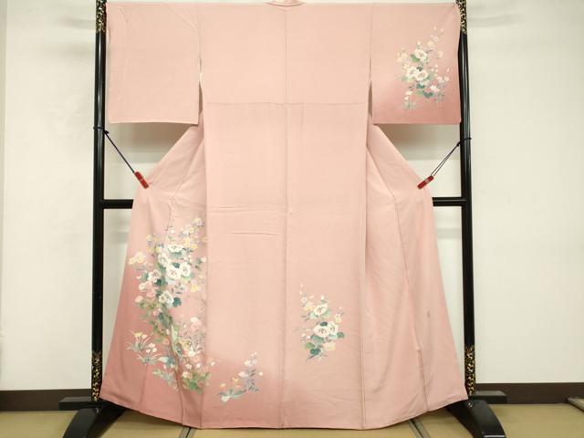 平和屋着物■訪問着　友禅　作家物　草花文　暈し染め　正絹　逸品　DABF9734cd