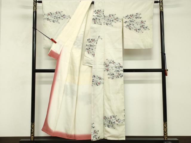 平和屋着物■上質な小紋　南天文　銀糸　鬼しぼ縮緬　正絹　逸品　DABF9737cd