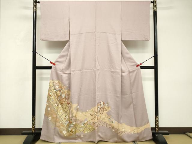 平和屋着物■豪華色留袖　駒刺繍　御所車花文　金彩　正絹　逸品　DABF9740cd