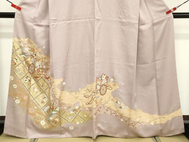 平和屋着物■豪華色留袖　駒刺繍　御所車花文　金彩　正絹　逸品　DABF9740cd