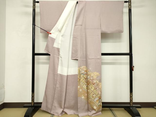 平和屋着物■豪華色留袖　駒刺繍　御所車花文　金彩　正絹　逸品　DABF9740cd