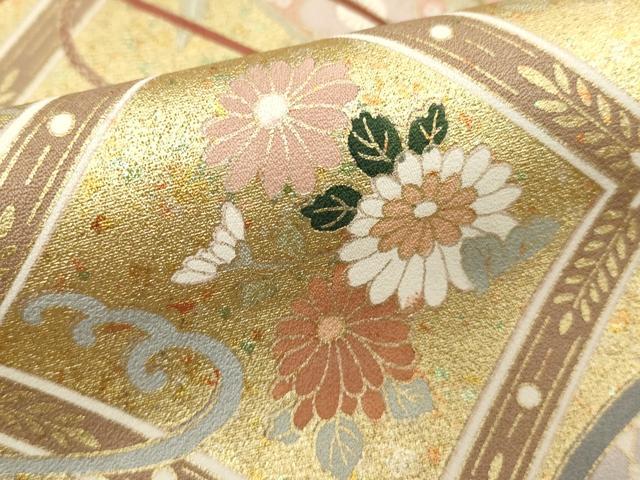 平和屋着物■豪華色留袖　駒刺繍　御所車花文　金彩　正絹　逸品　DABF9740cd
