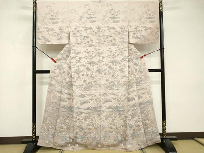 平和屋着物■訪問着　渡橋人物風景文　暈し染め　鬼しぼ縮緬　正絹　逸品　DABF9745cd