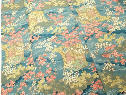 平和屋着物■上質な小紋　御所車花文　金彩　正絹　逸品　DABF9755cd