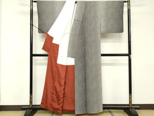 平和屋着物■上質な小紋　鹿の子文様　黒地　正絹　逸品　DABF9757cd