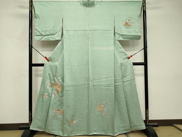 平和屋着物■訪問着　駒刺繍　総刺繍　風景花文　金糸　正絹　逸品　DABF9762cd
