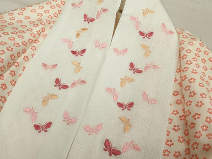 平和屋着物■長襦袢　袷　舞桜文　半衿刺繍　正絹　逸品　DABF9768cd