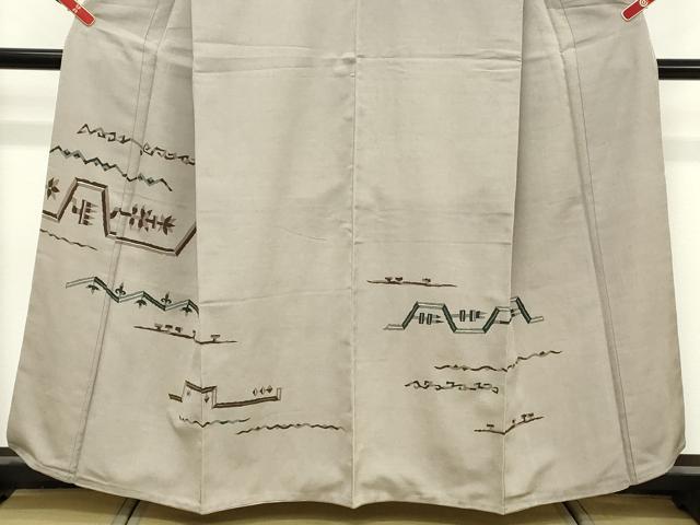 平和屋着物■訪問着　紬地　抽象文様　正絹　逸品　DABF9778cd