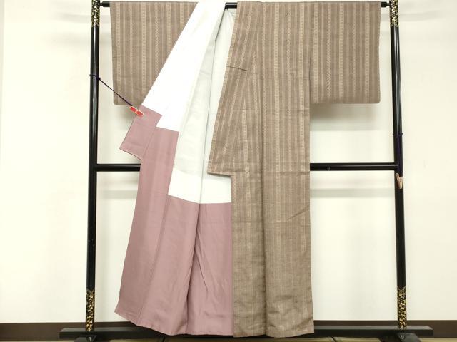 平和屋着物■上質な紬　抽象間道　正絹　逸品　DABF9783cd