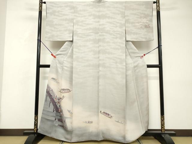 平和屋着物■訪問着　渡橋小舟文　暈し染め　正絹　逸品　DABF9786cd