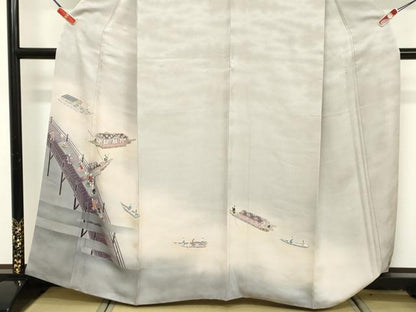 平和屋着物■訪問着　渡橋小舟文　暈し染め　正絹　逸品　DABF9786cd
