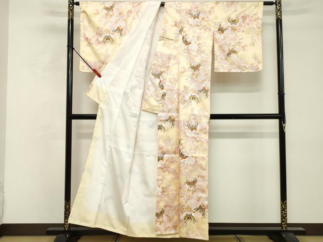 平和屋着物■小紋　花蝶文　洗える着物　未使用　DABF9795cd