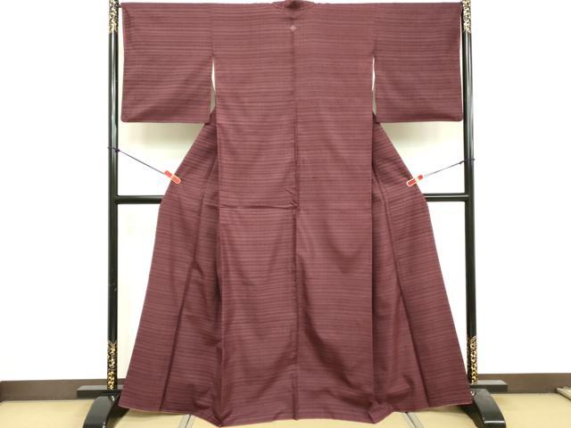平和屋着物■上質な紬　横段文　正絹　逸品　DABF9801cd