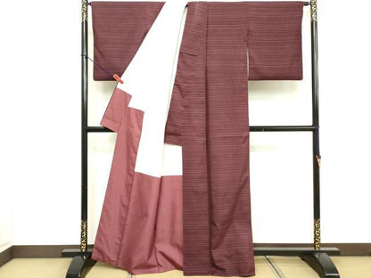 平和屋着物■上質な紬　横段文　正絹　逸品　DABF9801cd