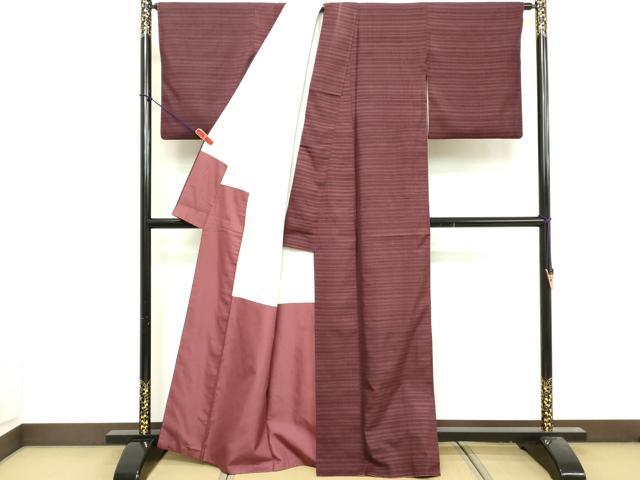 平和屋着物■上質な紬　横段文　正絹　逸品　DABF9801cd