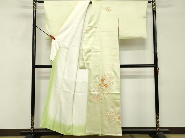平和屋着物■中国三大刺繍　相良刺繍　総刺繍　訪問着　草花文　正絹　逸品　DABF9807cd