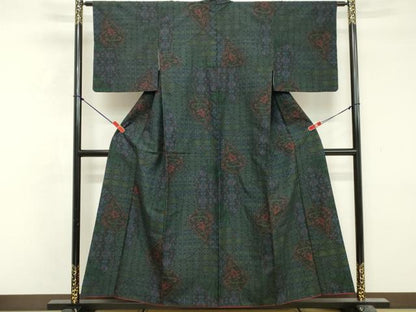 平和屋着物■上質な紬 抽象文様 正絹 逸品 DABF9814cd