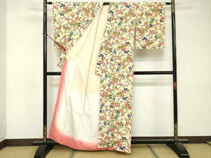 平和屋着物■上質な小紋 型染め 花鳥文 正絹 逸品 DABF9831cd