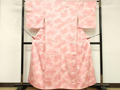 平和屋着物■上質な小紋 草葉文 暈し染め 金糸 正絹 逸品 DABF9836cd