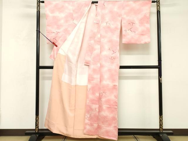 平和屋着物■上質な小紋 草葉文 暈し染め 金糸 正絹 逸品 DABF9836cd