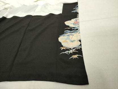 平和屋着物■豪華黒留袖　風景文　正絹　逸品　DABF9861cd