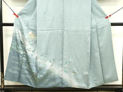 平和屋着物■訪問着　駒刺繍　流水草花文　暈し染め　金銀彩　正絹　逸品　DABF9863cd