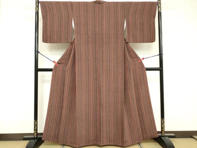 平和屋着物■上質な小紋　花間道　鬼しぼ縮緬　正絹　逸品　DABF9870cd