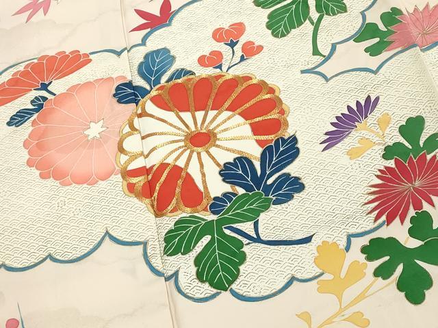 平和屋着物■豪華振袖　駒刺繍　雲重ね草花文　金銀彩　正絹　逸品　DABF9878cd