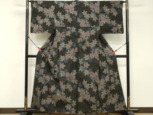 平和屋着物■本場大島紬　9マルキ　楓文　正絹　逸品　DABF9881cd