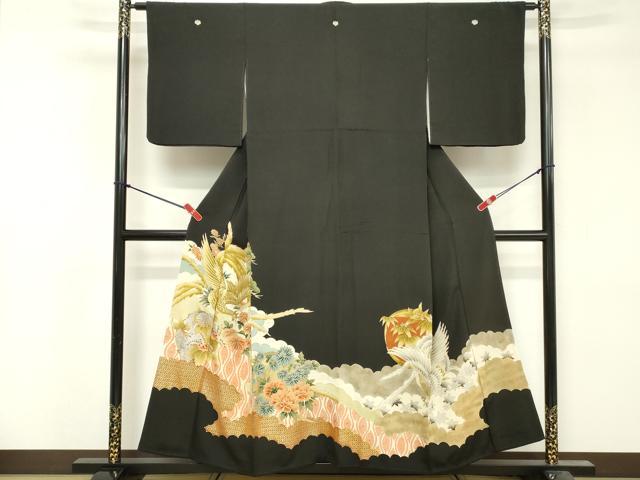 平和屋着物■豪華黒留袖　刺繍　鳳凰花文　金銀彩　正絹　逸品　DABF9888cd